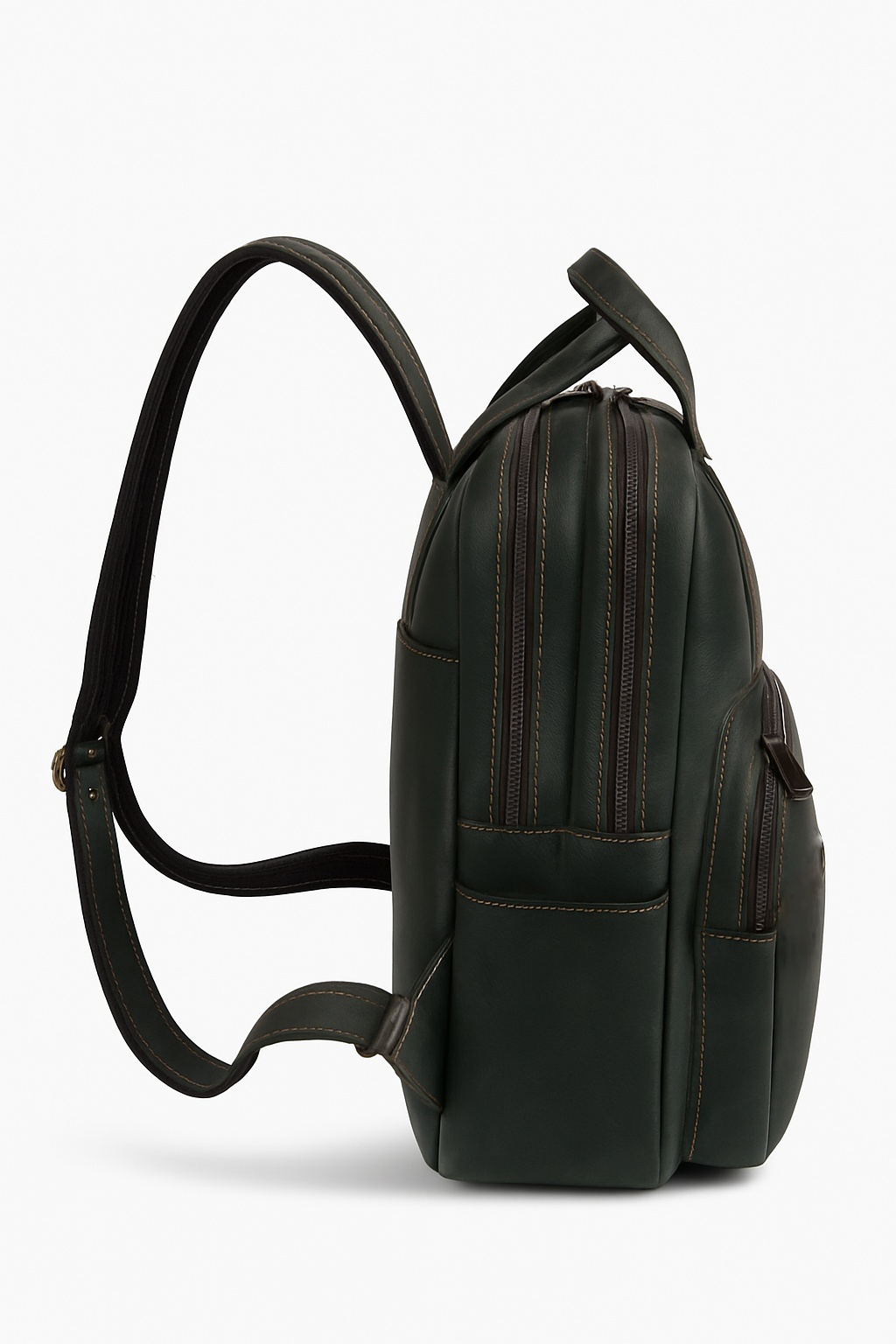 Zaino in pelle verde scuro con tasche multiple - immagine 3